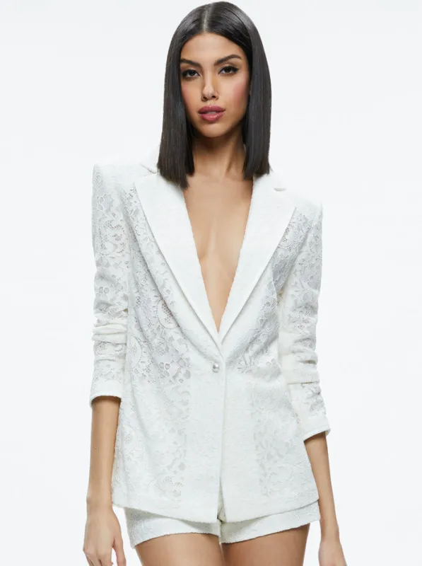 Alice + Olivia - Judith Sheer Lace Blazer - Off White made by Alice + Olivia