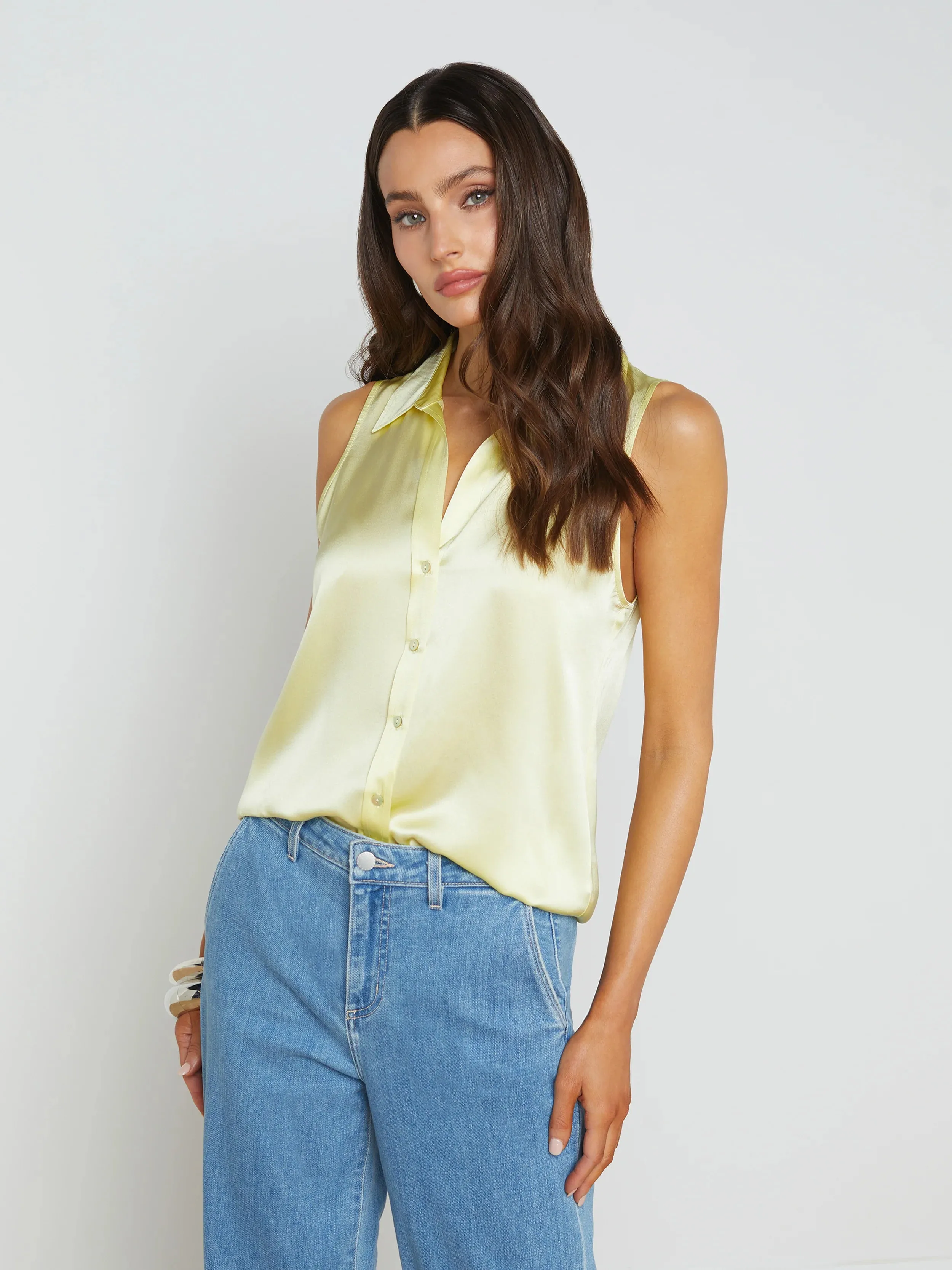 L’agence - Emmy Sleeveless Blouse - Yellow Sorbet sold by Jessie Boutique