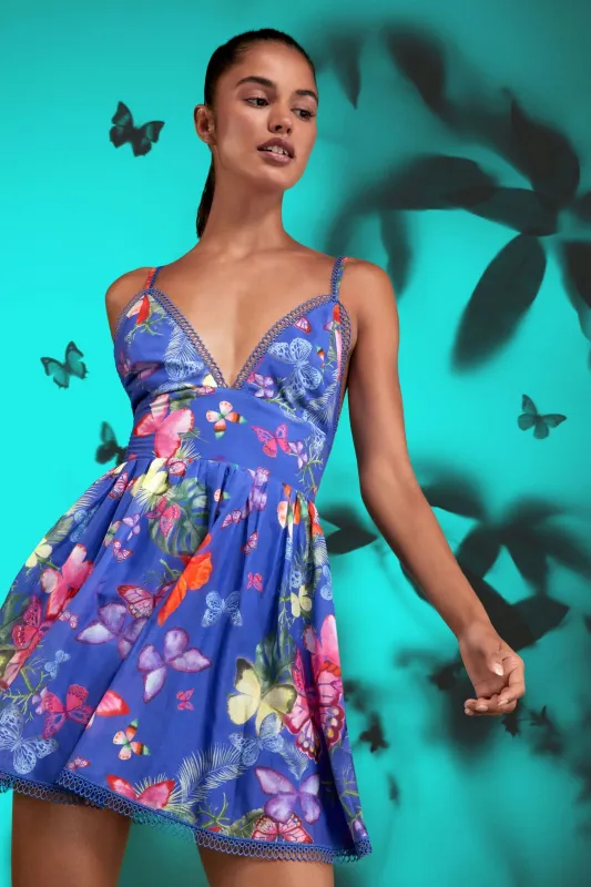 Charo Ruiz - Short Dress Issya - Blue Borboleta sold by Jessie Boutique