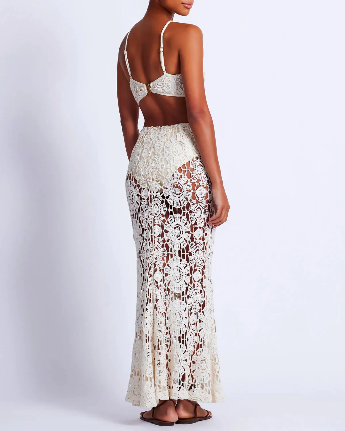 Patbo - Embroidered Crochet Halterneck Dress - Wheat sold by Jessie Boutique product image thumbnail 3