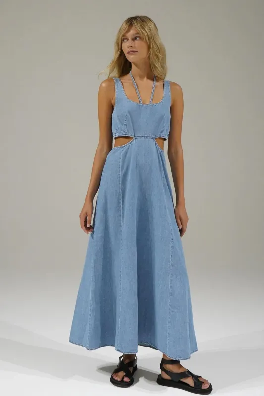 LNA - Lorelei Chambray Dress - Faded Blue sold by Jessie Boutique
