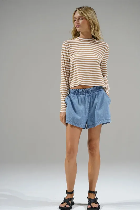 LNA - Jo Chambray Short - Faded Blue sold by Jessie Boutique
