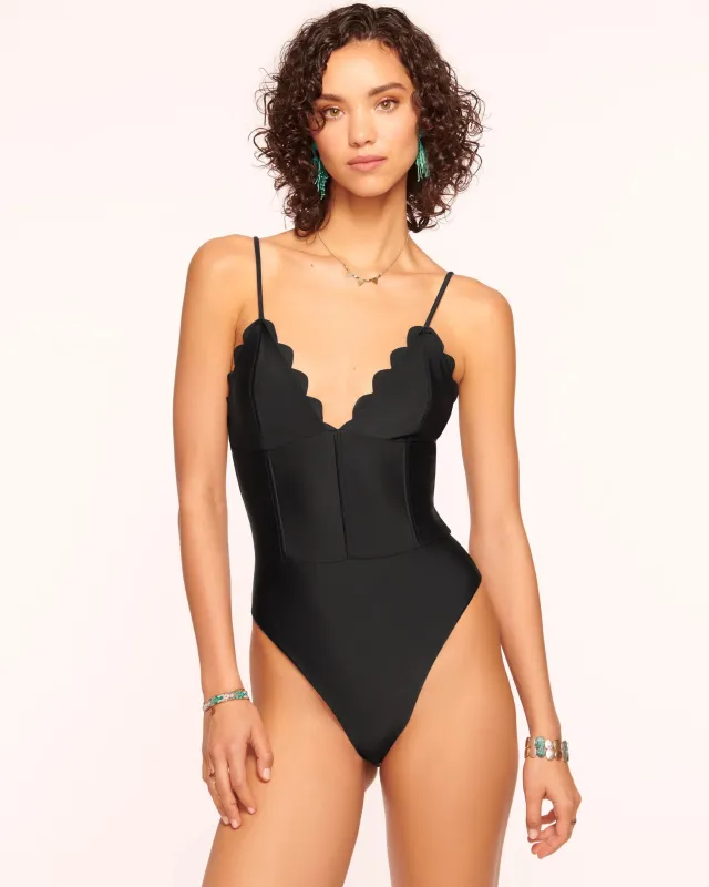Ramy Brook - Mikayla Scalloped One Piece Swimsuit - Black sold by Jessie Boutique