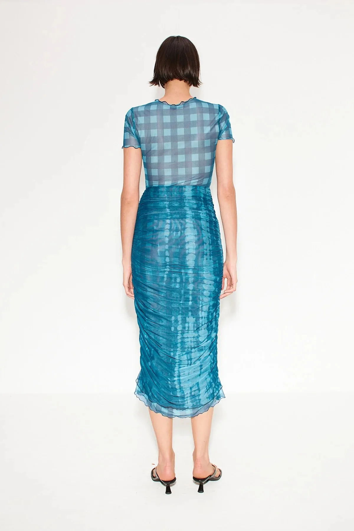 Simon Miller - Mesh Dress - Ink gingham shibori combo sold by Jessie Boutique product image thumbnail 3