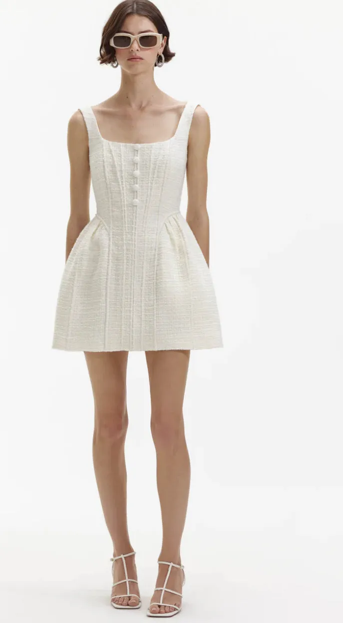 Self-portrait - Boucle Mini Dress - Cream sold by Jessie Boutique