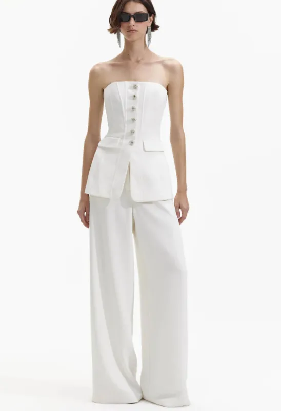 Self-portrait - Bandeau Crepe Jumpsuit - White sold by Jessie Boutique