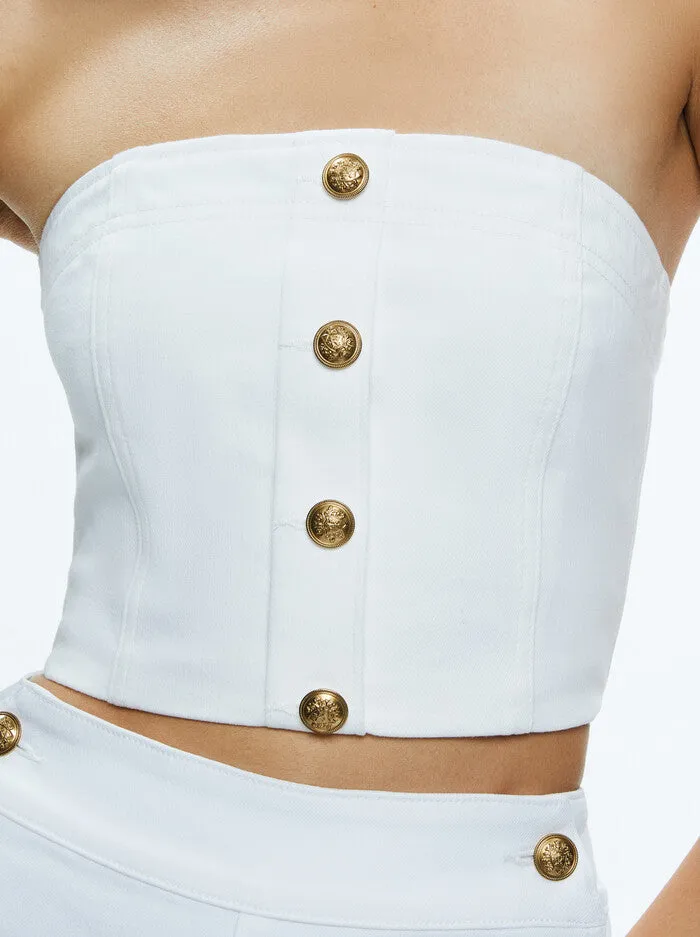 Alice + Olivia - Mel Denim Button Up Bustier - Off White sold by Jessie Boutique product image thumbnail 4