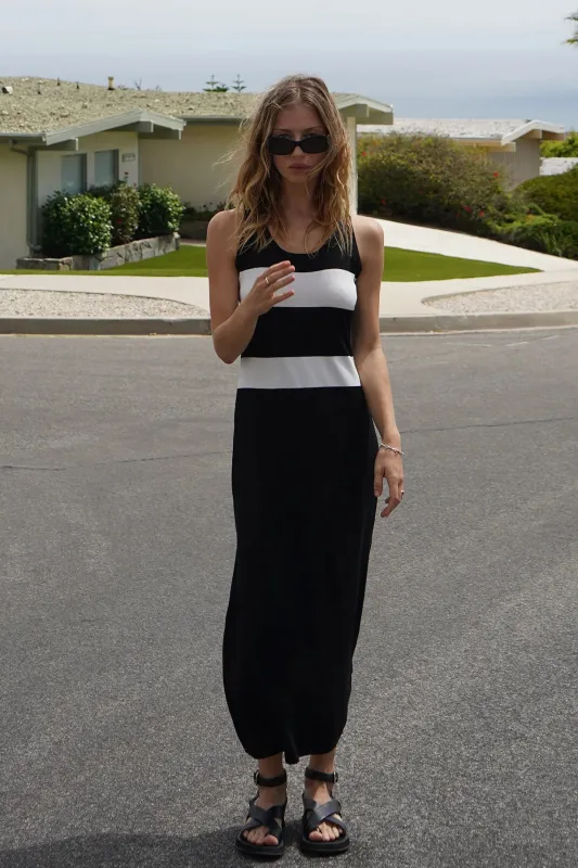 LNA - Anine Stripe Tank Dress - Black with White Stripe sold by Jessie Boutique