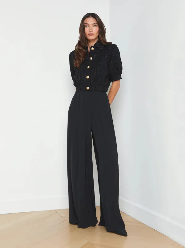 L’agence - Nova Pleated Wide Leg Pant - Black sold by Jessie Boutique