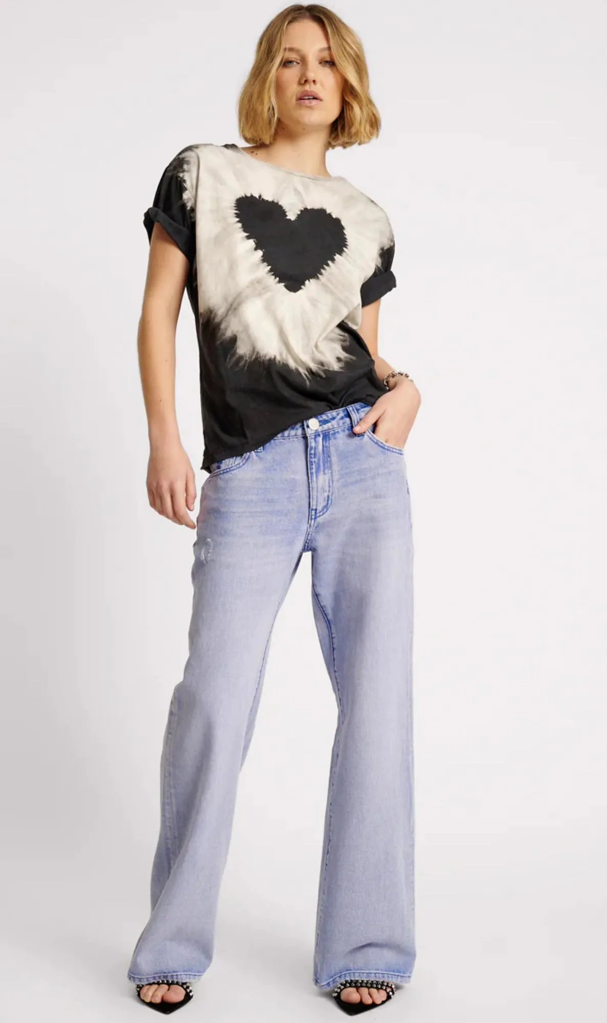 One Teaspoon - Cupid Blue Low Riders Waist Wide Leg Jean - Cupid Blue sold by Jessie Boutique