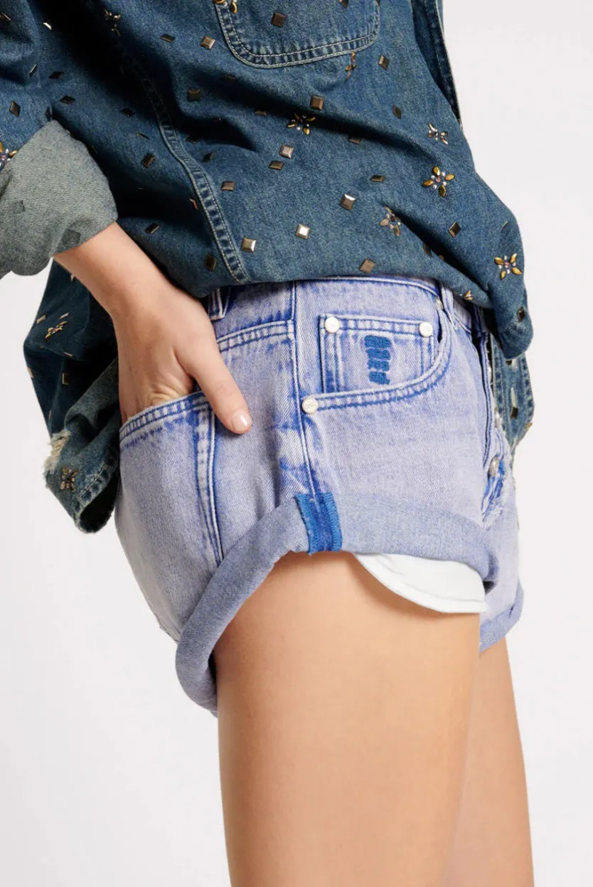One Teaspoon - Cupid Blue Bandits Low Waist Denim Shorts - Cupid Blue sold by Jessie Boutique product image thumbnail 5
