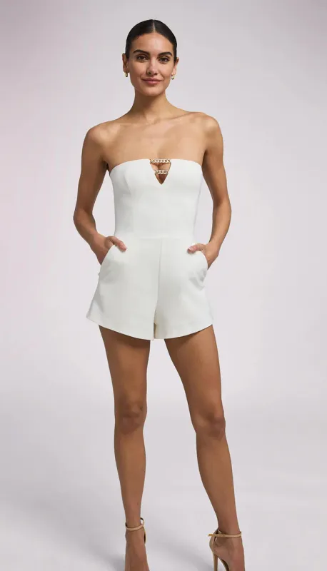 Generation Love - Liz Crepe Romper - White sold by Jessie Boutique