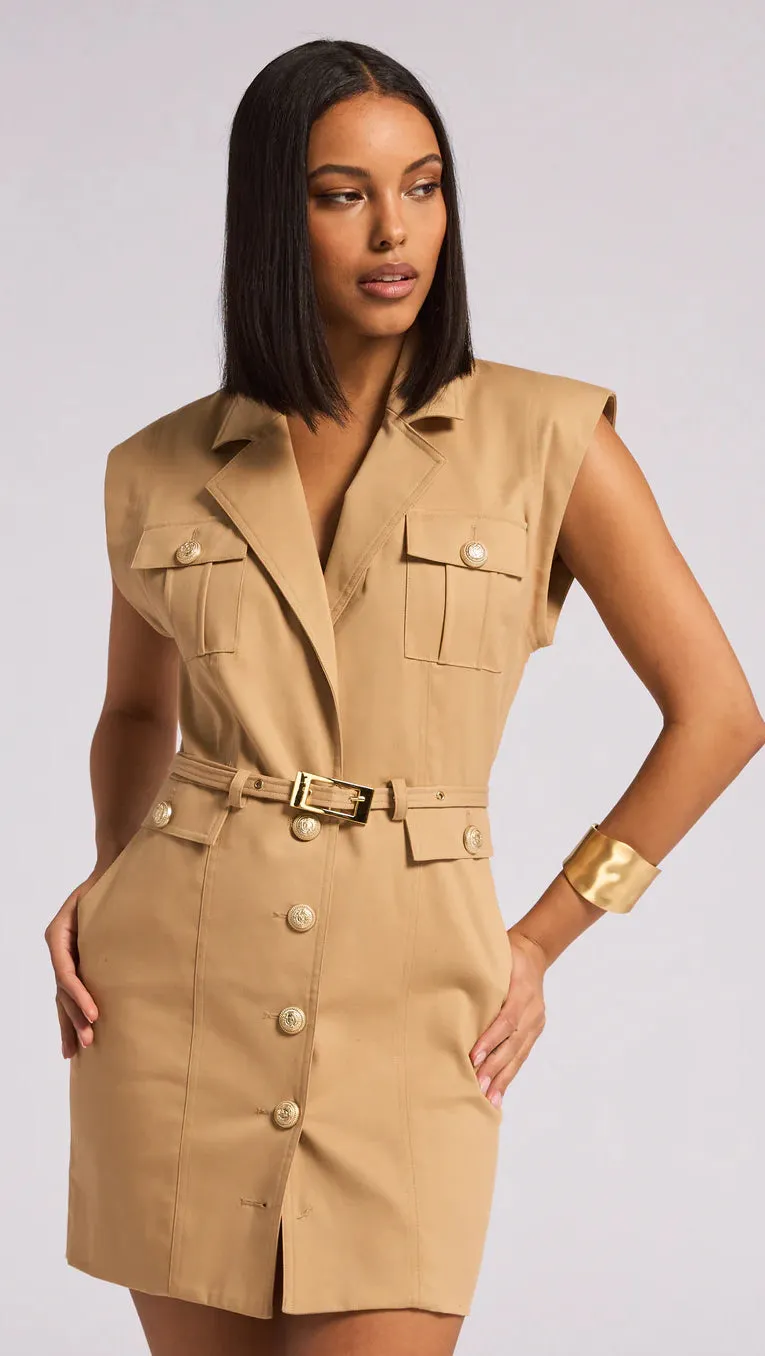 Generation Love - Biel Gabardine Dress - Taupe sold by Jessie Boutique product image thumbnail 3