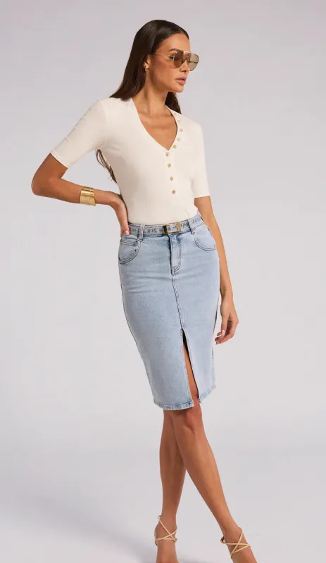 Generation Love - Luanne Denim Skirt - Light Blue made by Generation Love