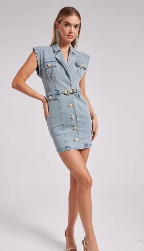 Generation Love - Luey Denim Dress - Light Blue sold by Jessie Boutique