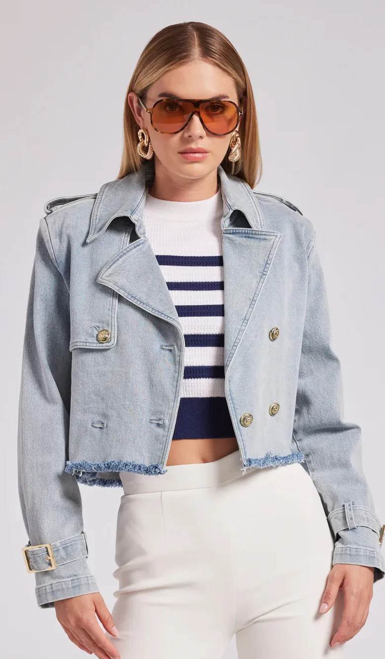 Generation Love - Camila Denim Trench Coat - Light Blue sold by Jessie Boutique