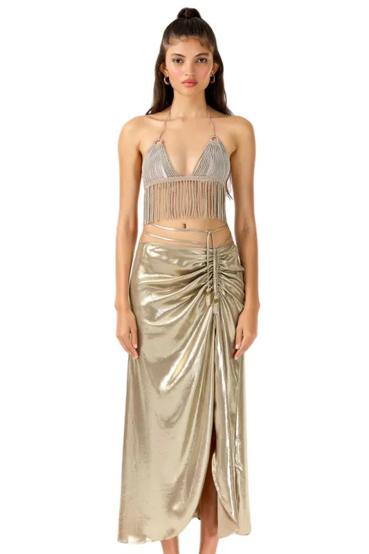 My Beachy Side - Charlotte Maxi Skirt - Bronze Shimmer sold by Jessie Boutique