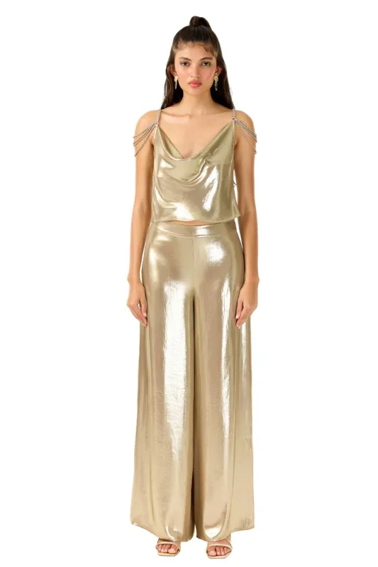 My Beachy Side - Charlotte Pants - Bronze Shimmer sold by Jessie Boutique