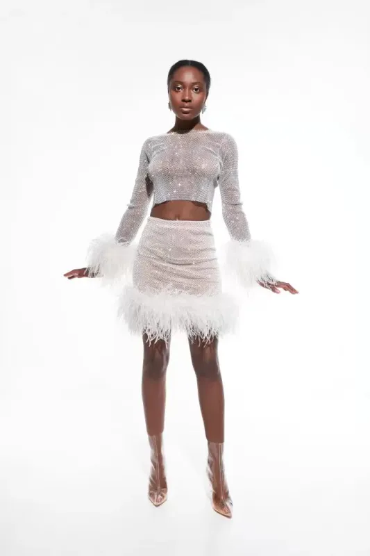 Santa Brands - Feathers Top - White sold by Jessie Boutique