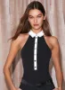 Fleur Du Mal - High Collar Bodysuit - Black sold by Jessie Boutique