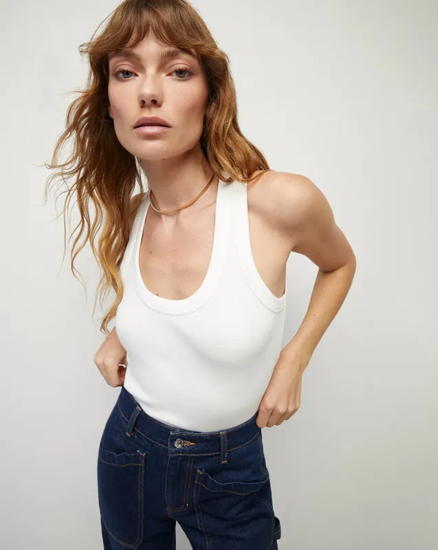 Veronica Beard - Birke Scoopneck Tank - White sold by Jessie Boutique