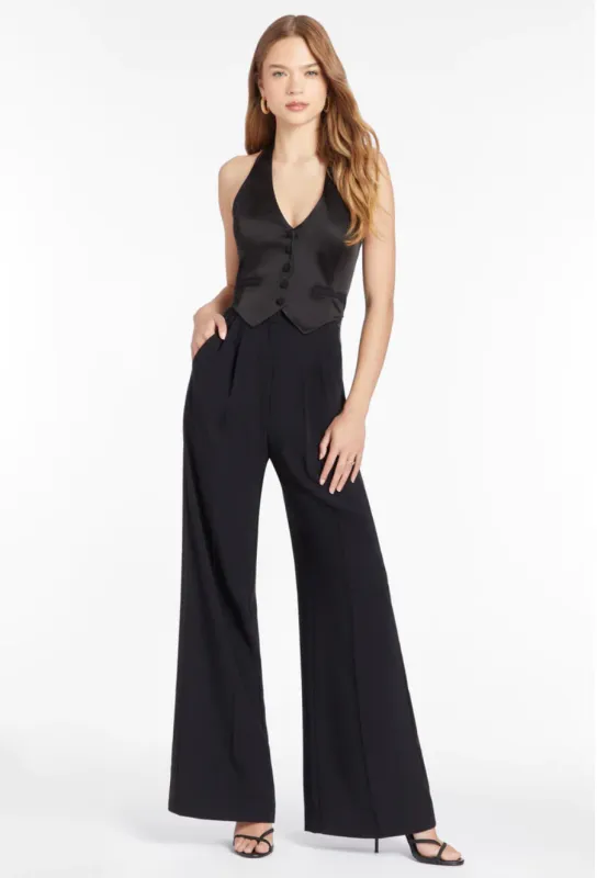 Amanda Uprichard - Isadore Satin Jumpsuit - Black sold by Jessie Boutique