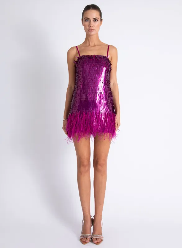 Karina Grimldi - Hecate Mini Dress - Magenta sold by Jessie Boutique
