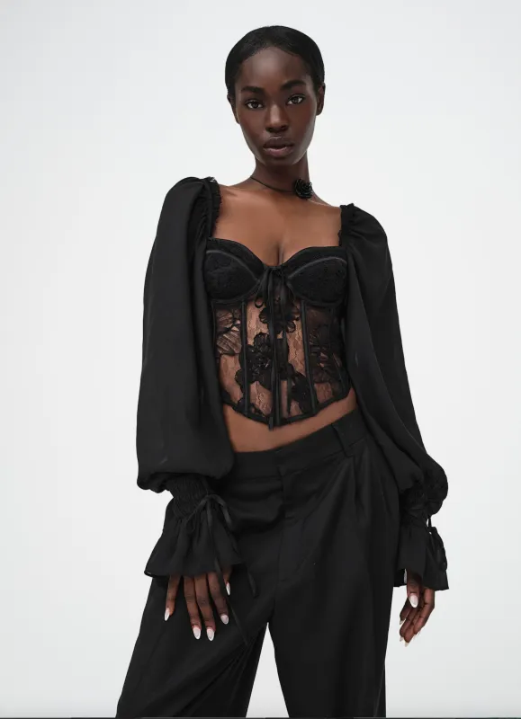 For Love & Lemons - Sade Top - Black sold by Jessie Boutique