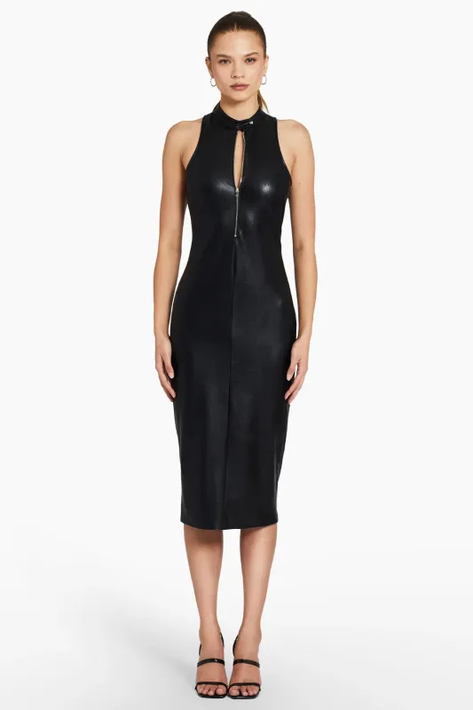 Amanda Uprichard - Declan Dress In Faux Leather - Black sold by Jessie Boutique