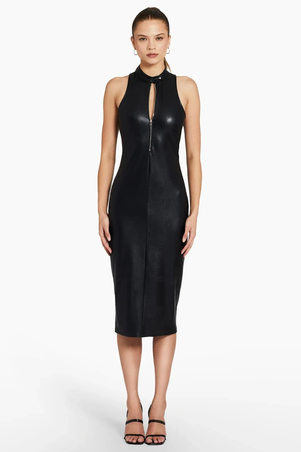 Amanda Uprichard - Declan Dress In Faux Leather - Black sold by Jessie Boutique