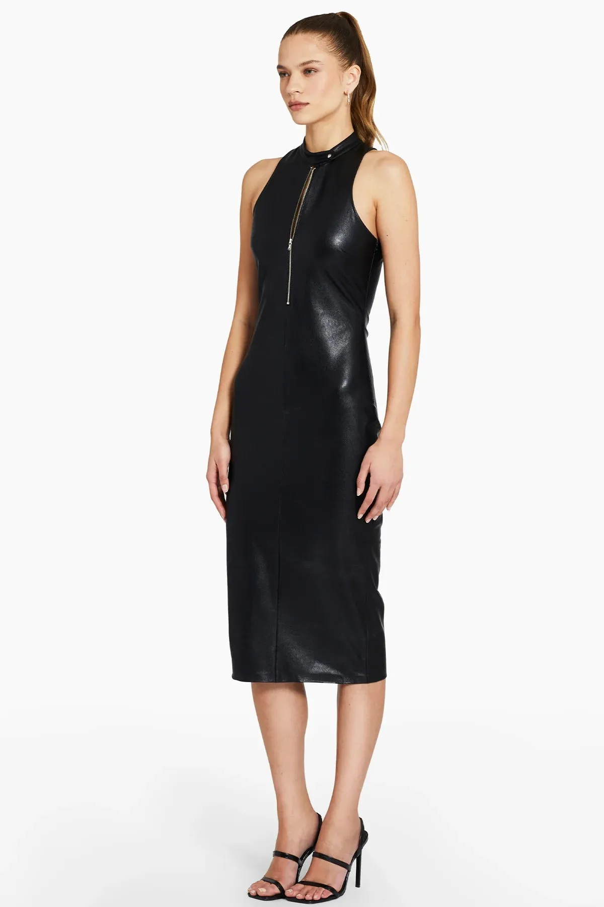 Amanda Uprichard - Declan Dress In Faux Leather - Black sold by Jessie Boutique product image thumbnail 2