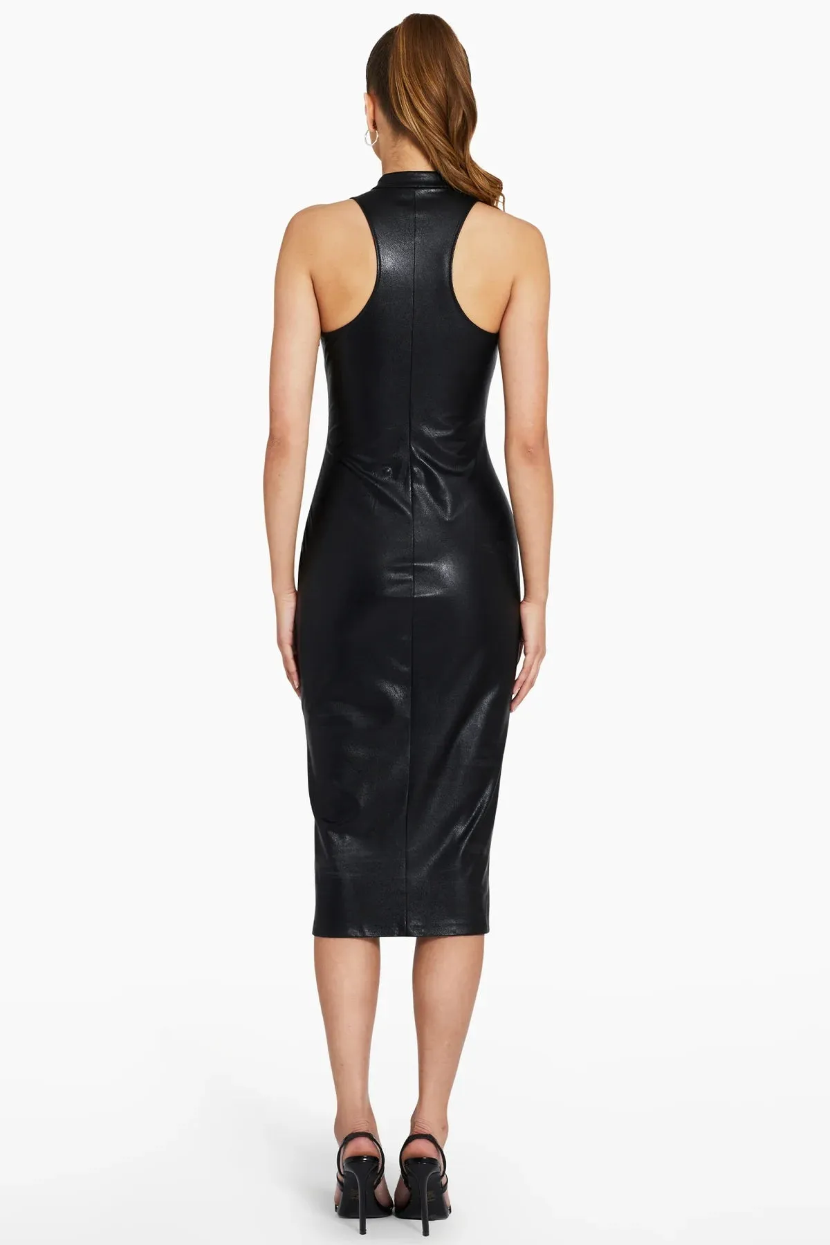 Amanda Uprichard - Declan Dress In Faux Leather - Black sold by Jessie Boutique product image thumbnail 3