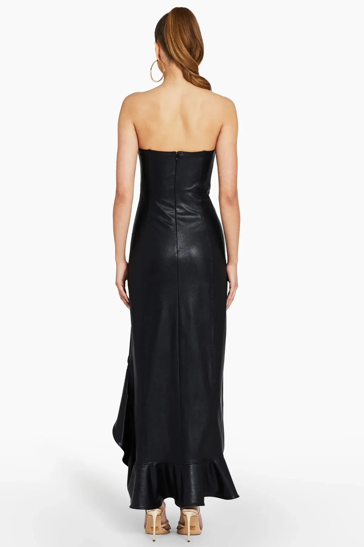 Amanda Uprichard - Symone Dress In Faux Leather - Black sold by Jessie Boutique product image thumbnail 3