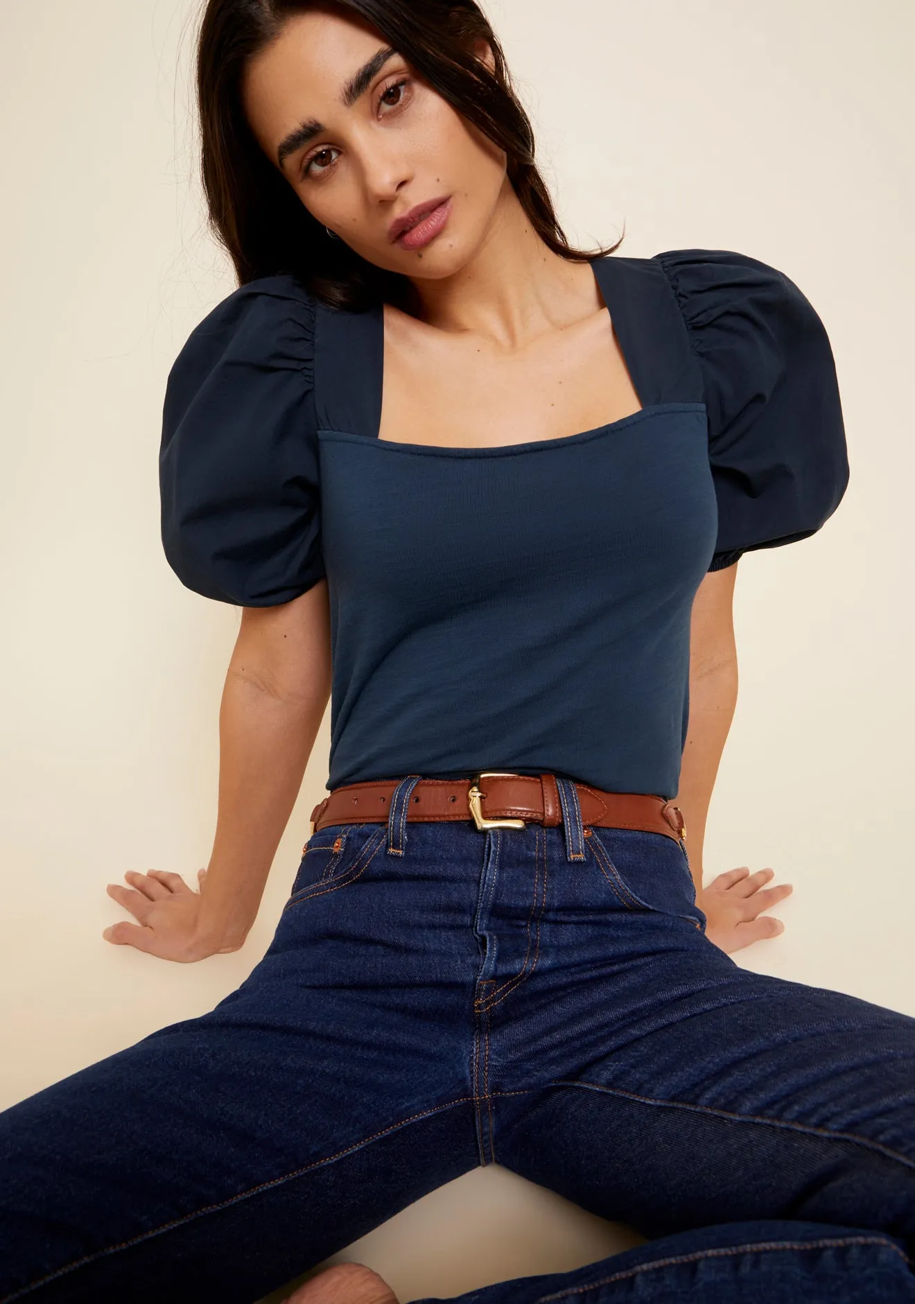 Nation LTD - Dominique Lace Up Tee - Caspian sold by Jessie Boutique