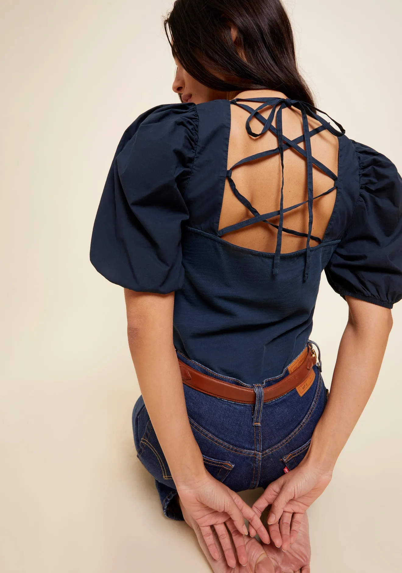 Nation LTD - Dominique Lace Up Tee - Caspian sold by Jessie Boutique product image thumbnail 2