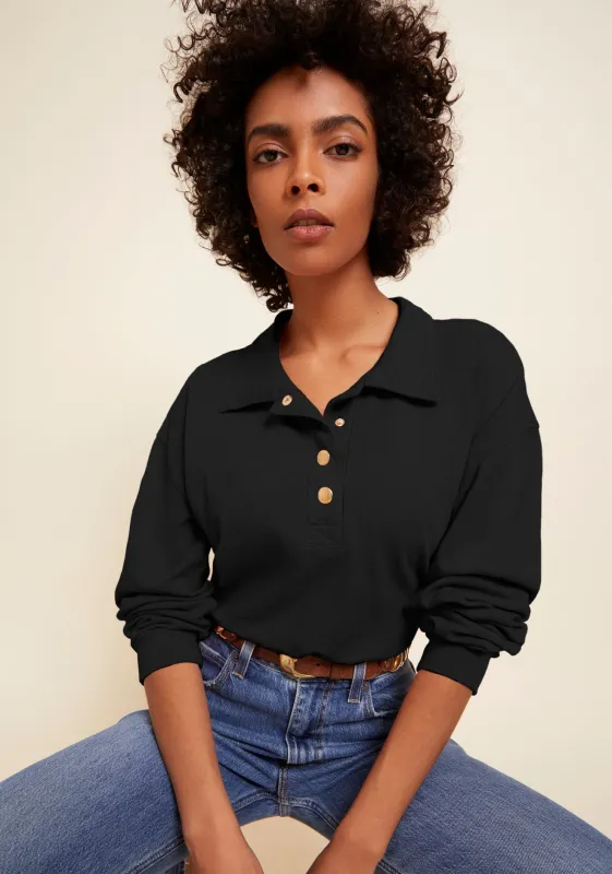 Nation LTD - Banks Relaxed Snap Tee - Black sold by Jessie Boutique