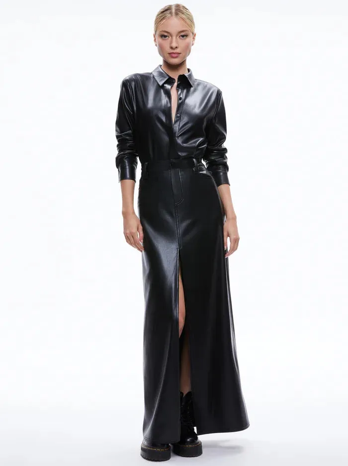 Alice + Olivia - Rye Vegan Leather High Rise Skirt - Black sold by Jessie Boutique
