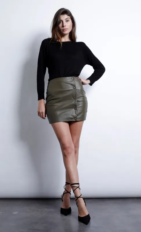 Karina Grimaldi - Melli Leather Mini Skirt - Kohlrabi made by Karina Grimaldi