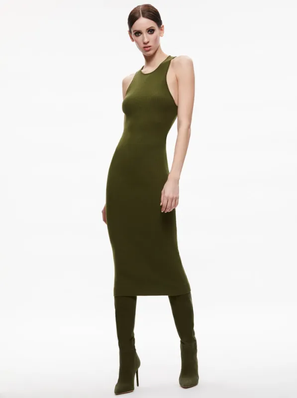 Alice + Olivia - Wright Tie Back Dress - Olive sold by Jessie Boutique