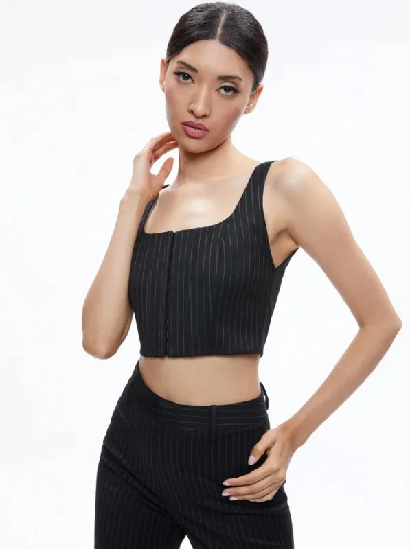 Alice + Olivia - Breslin Corset Top - Black Pinstripe sold by Jessie Boutique