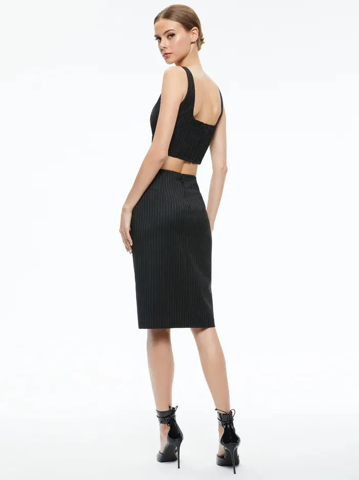 Alice + Olivia - Siobhan Midi Skirt - Black Pinstripe sold by Jessie Boutique product image thumbnail 2