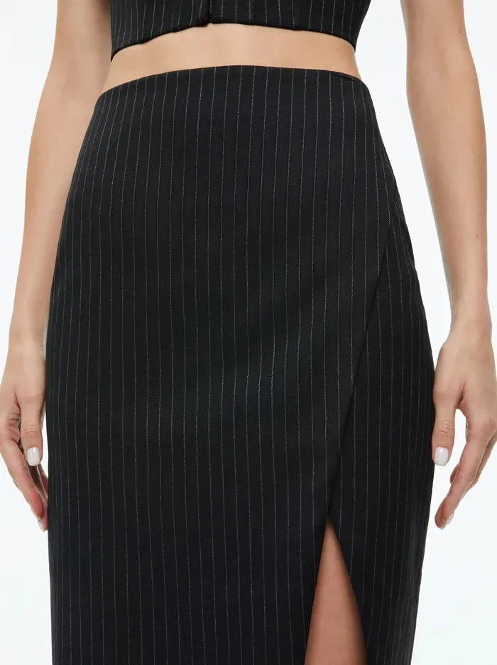 Alice + Olivia - Siobhan Midi Skirt - Black Pinstripe sold by Jessie Boutique product image thumbnail 3