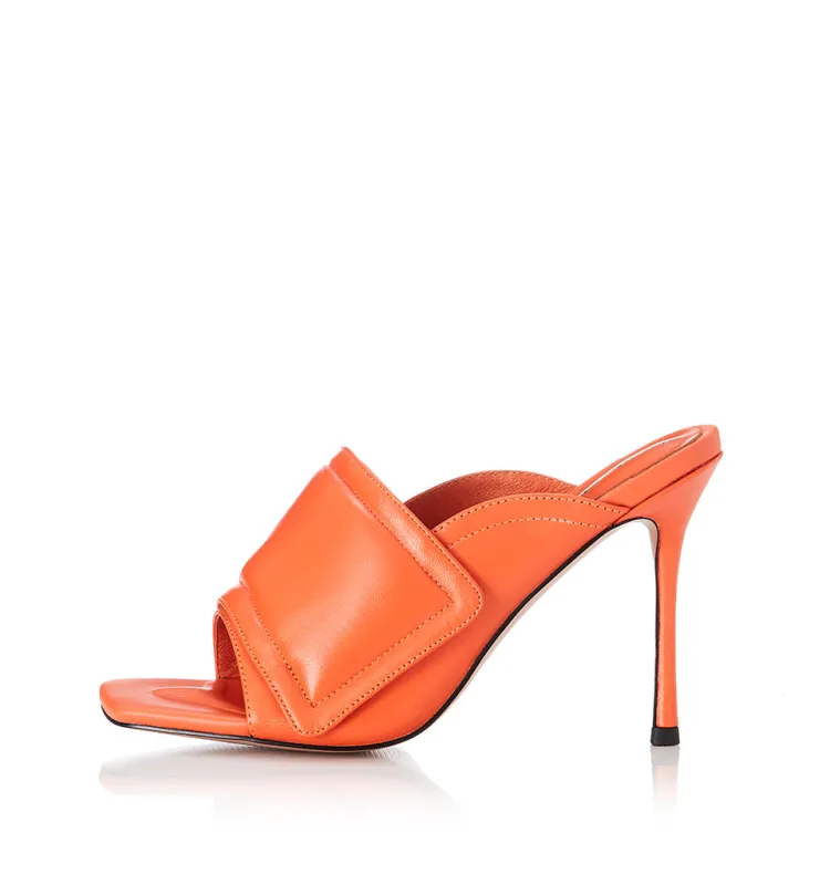 Alias Mae - Mica Heel - Orange Leather sold by Jessie Boutique