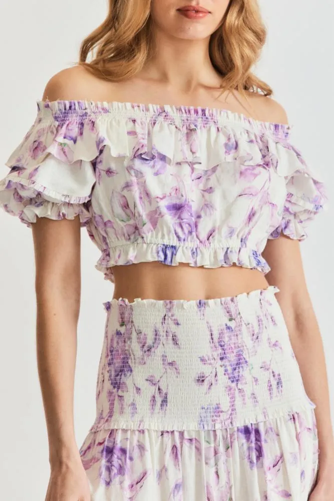 Loveshackfancy - Audrille Crop Top - Spanish Lilac sold by Jessie Boutique
