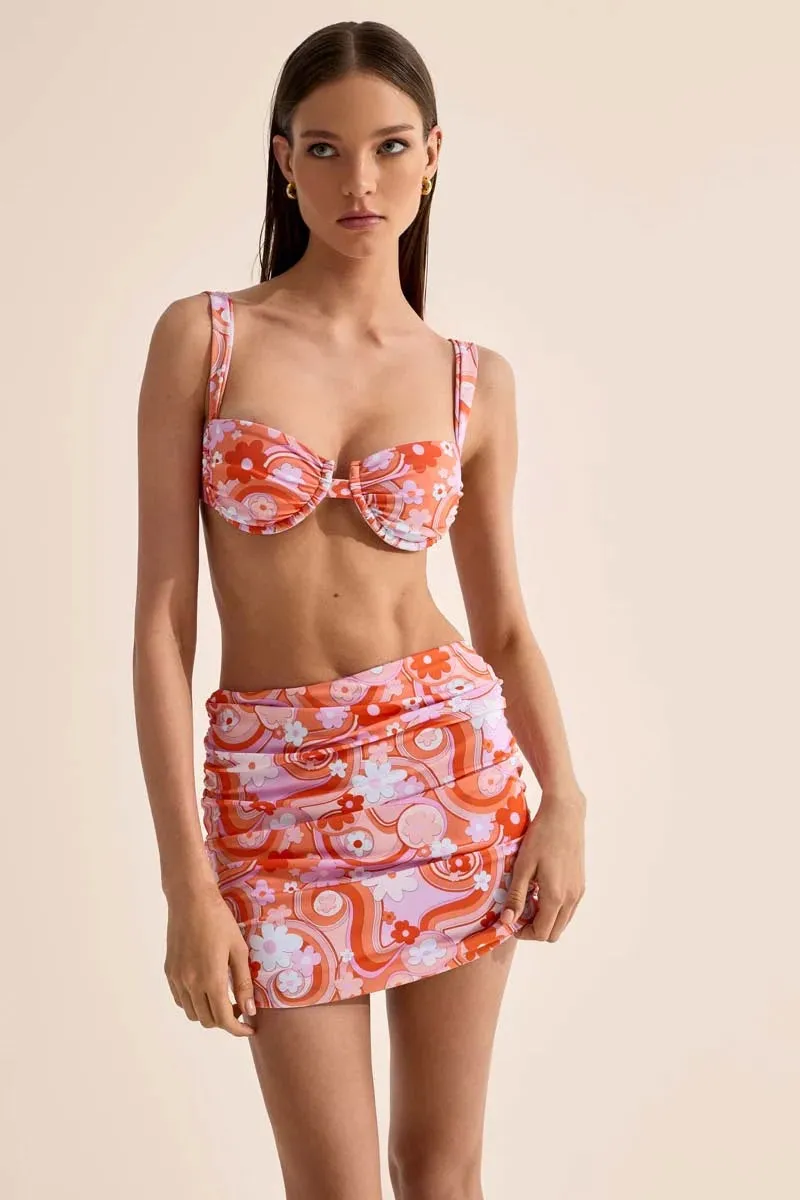 Cin Cin - Martini Gathered Mini Skirt - Bloom sold by Jessie Boutique