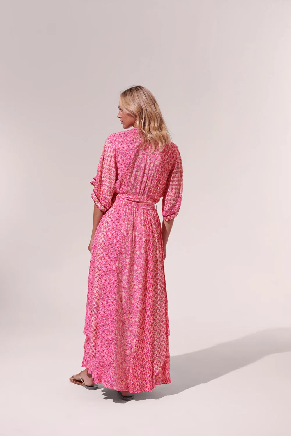 Poupette St. Barth - Long Dress Adha - Pink Batik Stripe sold by Jessie Boutique product image thumbnail 2