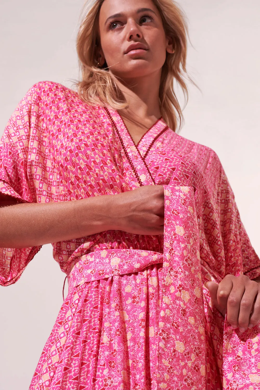 Poupette St. Barth - Long Dress Adha - Pink Batik Stripe sold by Jessie Boutique product image thumbnail 3
