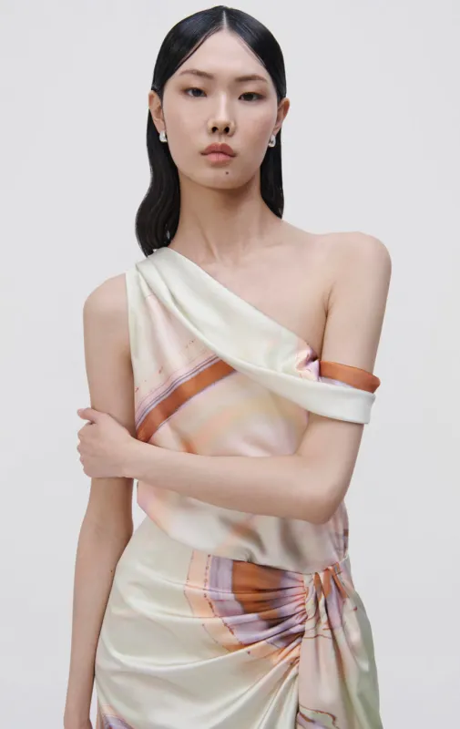 Jonathan Simkhai - Lexy Cold Shoulder Top - Seafoam Marble Print sold by Jessie Boutique