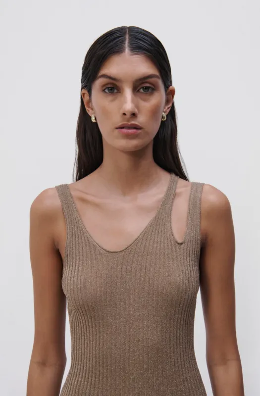 Jonathan Simkhai - Saga Metallic Rib Tank - Marigold sold by Jessie Boutique