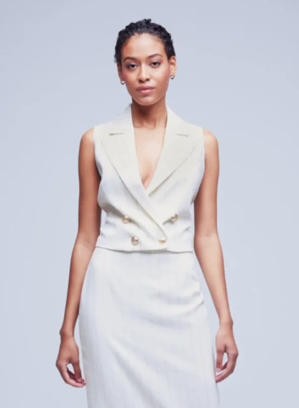 L’agence - Fable Vest - Ecru/Gold sold by Jessie Boutique